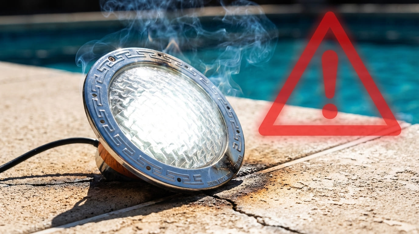 pool light overheating on deck dry burn warning test time limit