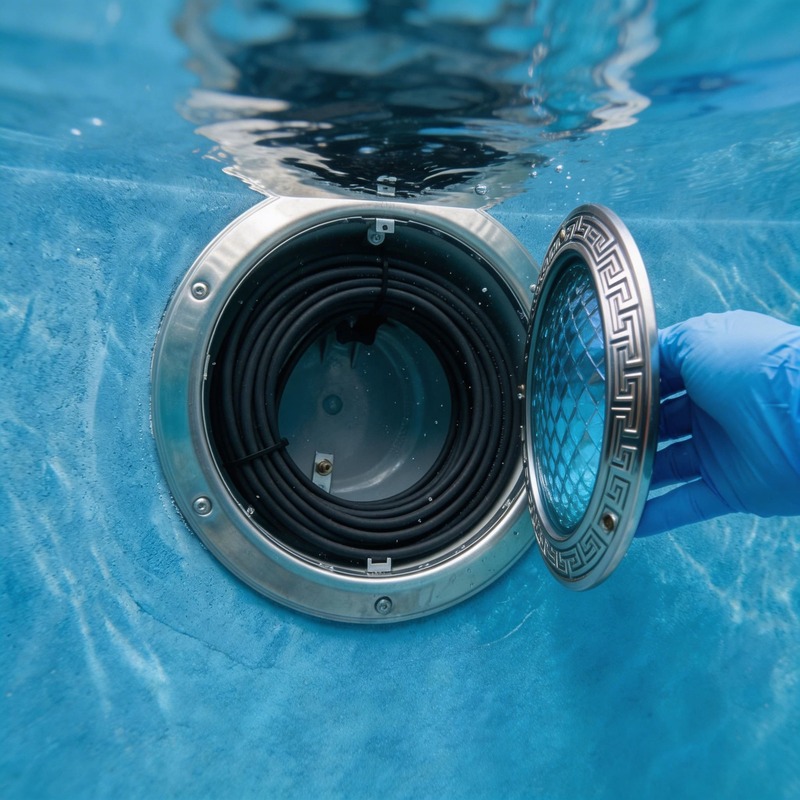 pool light niche slack cord loop