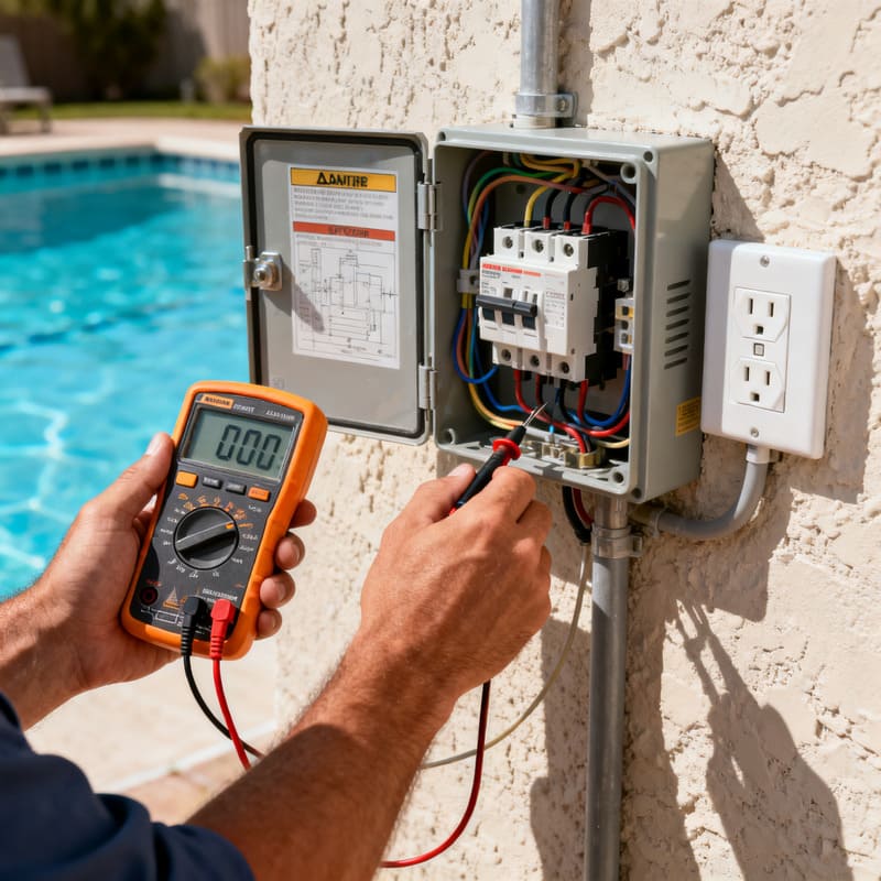 electrician-testing-pool-gfci-panel