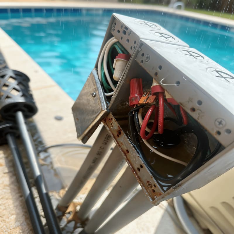 Water intrusion inside pool light junction box